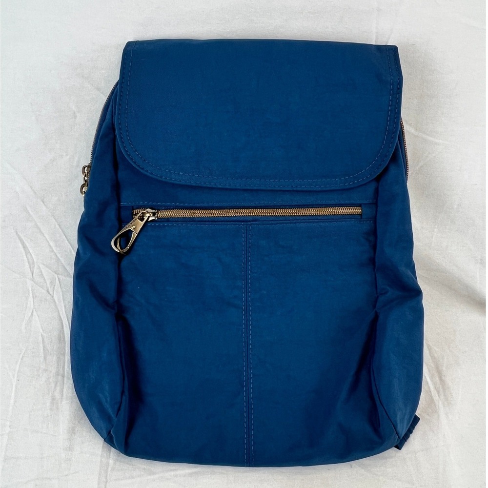 Travelon Anti-Theft Backpack Navy Blue Nylon RFID‎ Shielded Travel Utility Y2K